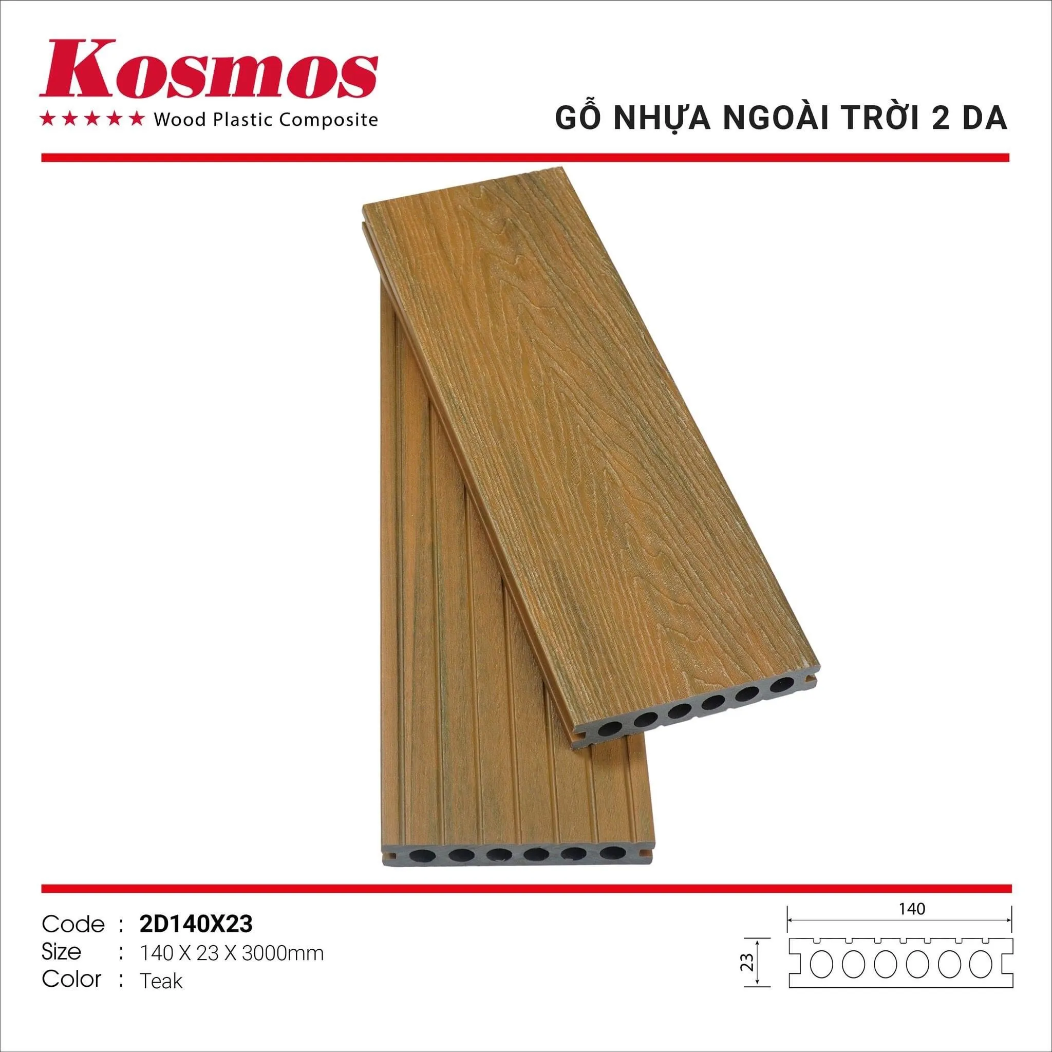 Alternative view of Sàn gỗ nhựa ngoài trời Kosmos, tấm nhựa lót sàn ngoài trời Kosmos, vân 2DA
