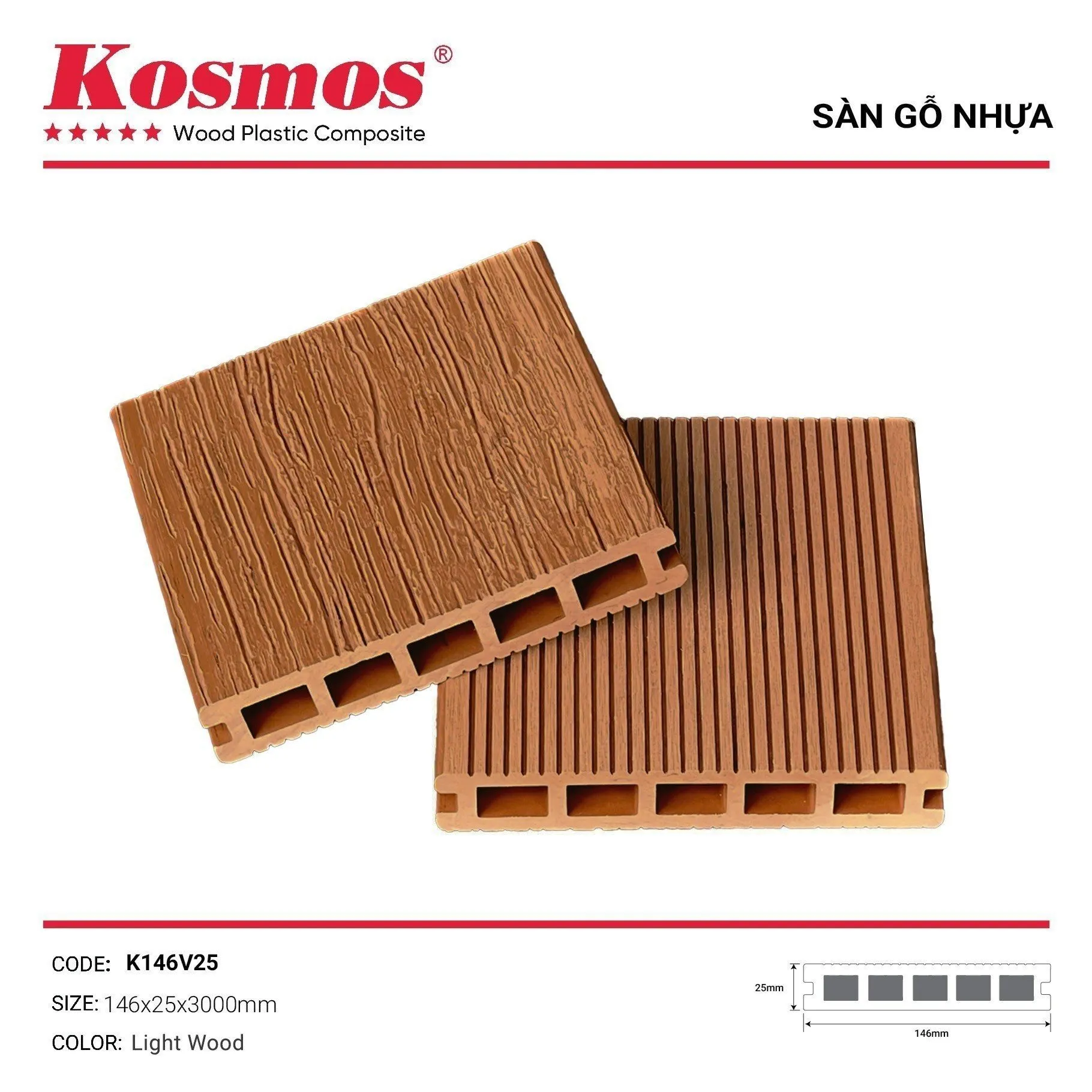 Alternative view of Sàn gỗ nhựa ngoài trời Kosmos, tấm nhựa lót sàn ngoài trời Kosmos 146V25