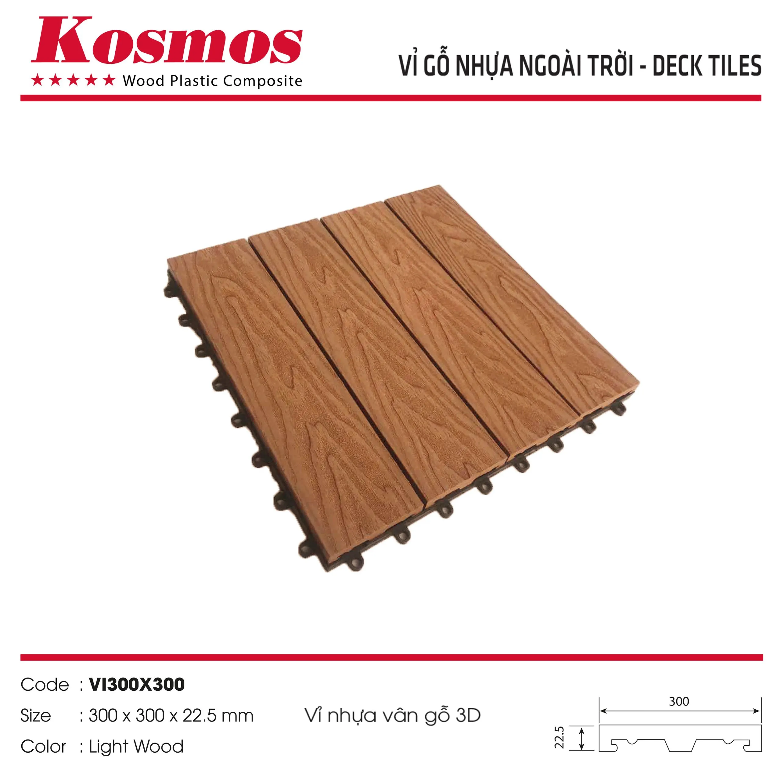 Alternative view of Vỉ gỗ nhựa ngoài trời, tấm nhựa lót ban công Kosmos