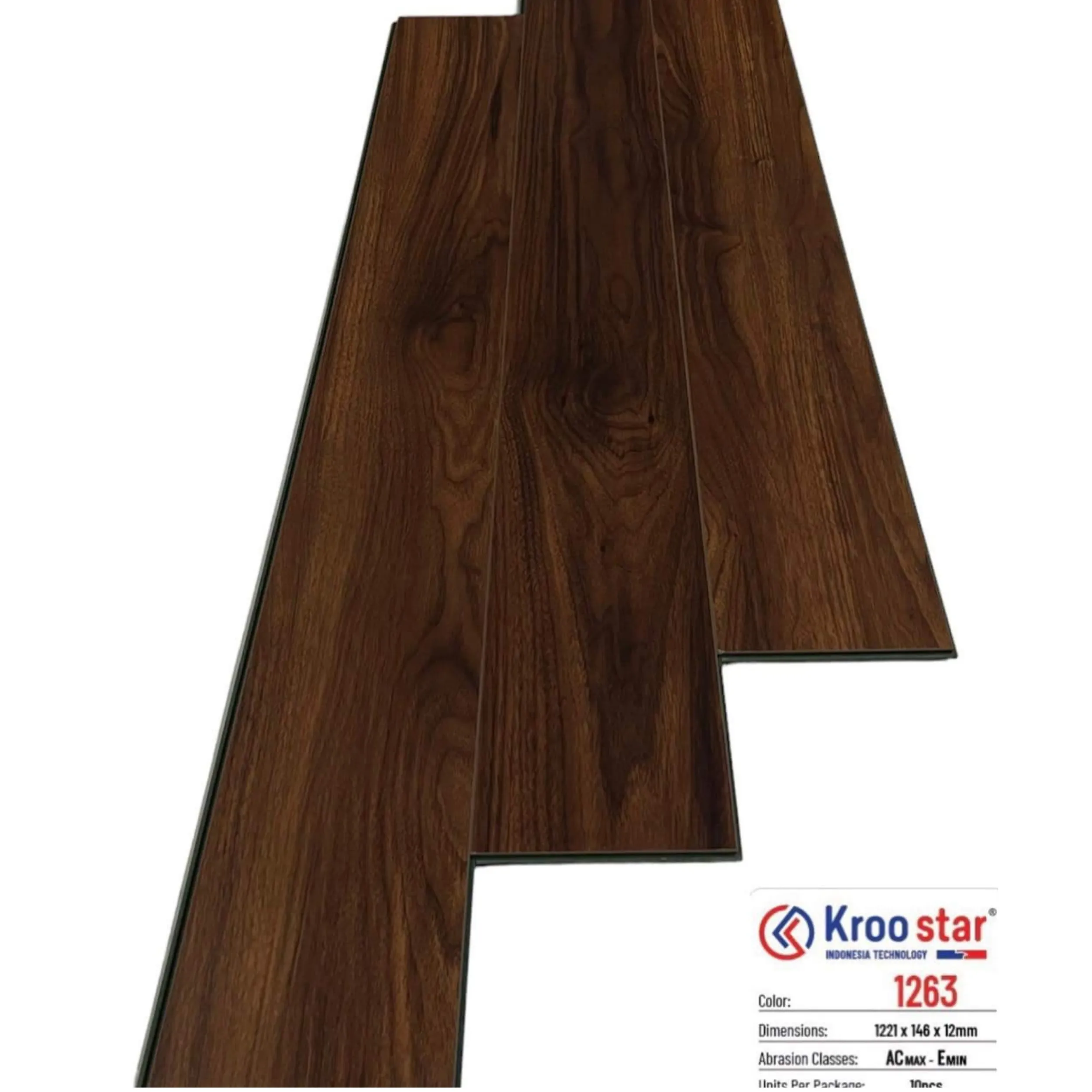 Sàn gỗ công nghiệp cốt xanh Indonesia, chống nước, 12mm Kroostar-1263