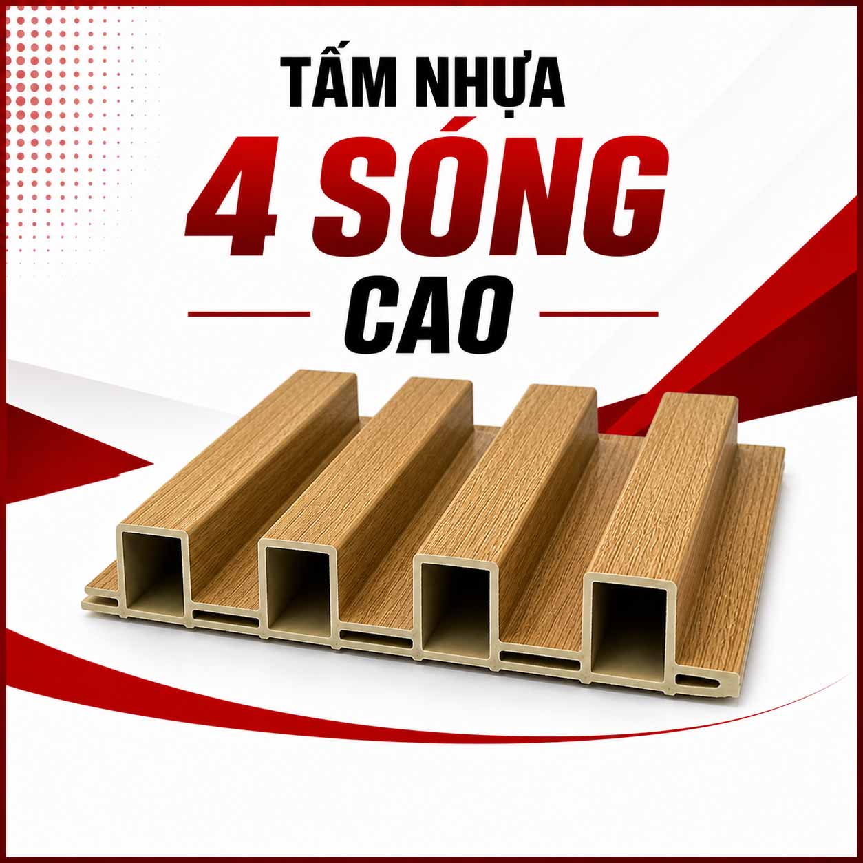 Tấm Nhựa 4 Sóng Cao PVC Vân Gỗ